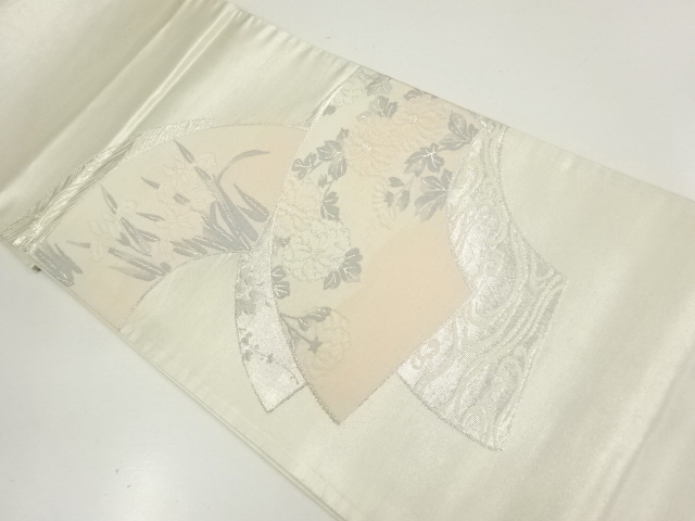 JAPANESE KIMONO / ANTIQUE FUKURO OBI / SILK / WOVEN JIGAMI & FLOWERS